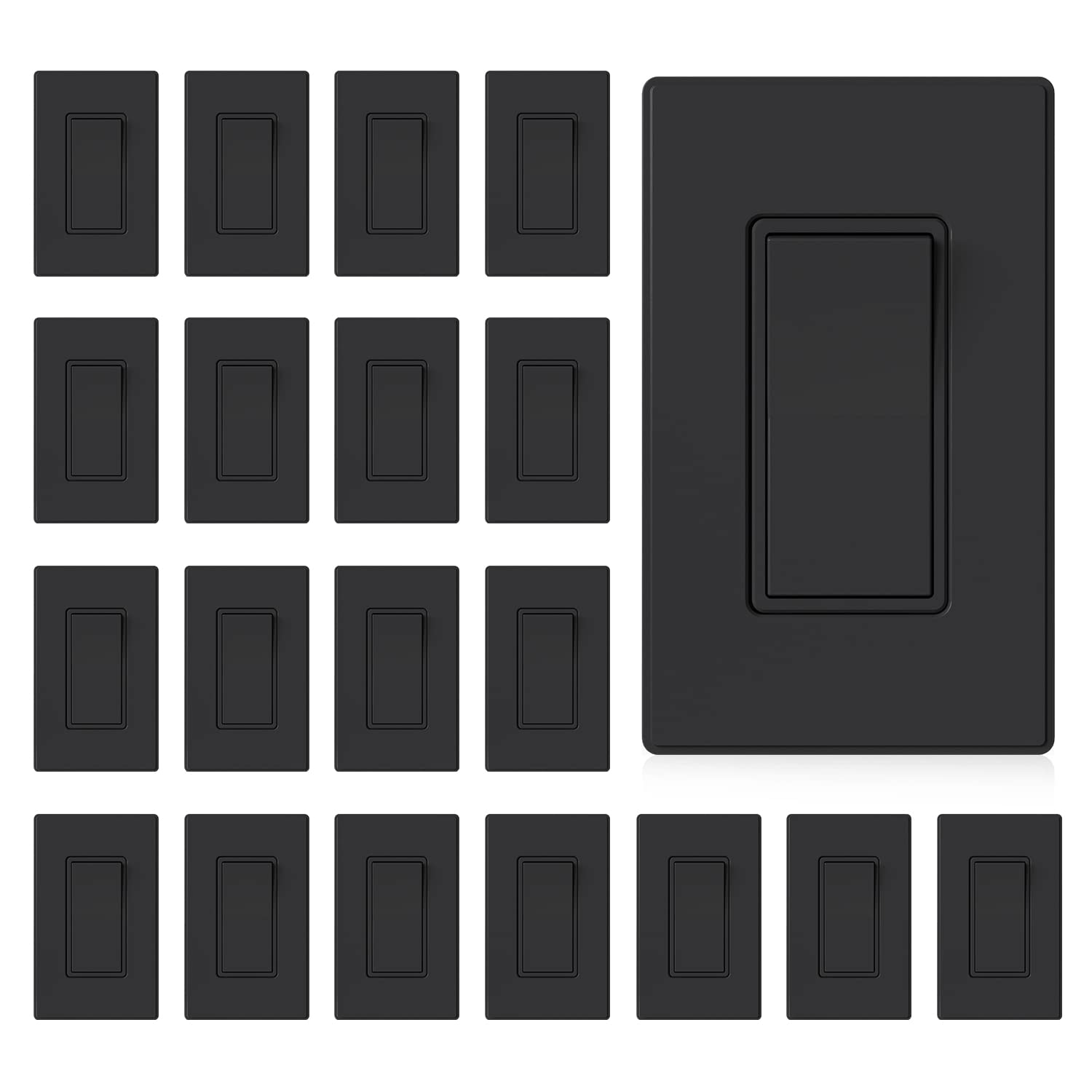 ELEGRP matte black switch faceplate close-up for sleek home décor