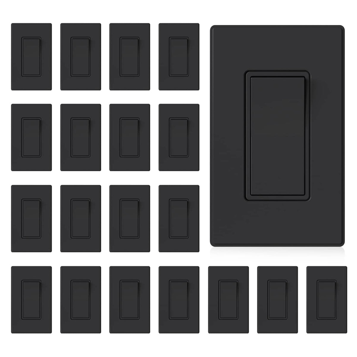 ELEGRP matte black switch faceplate close-up for sleek home décor