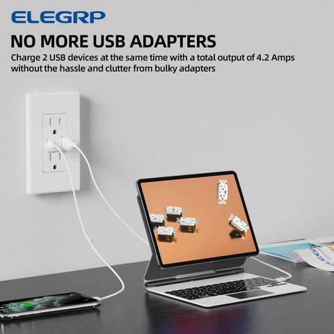 Matte white finish on ELEGRP outlet maintains a sleek interior look.