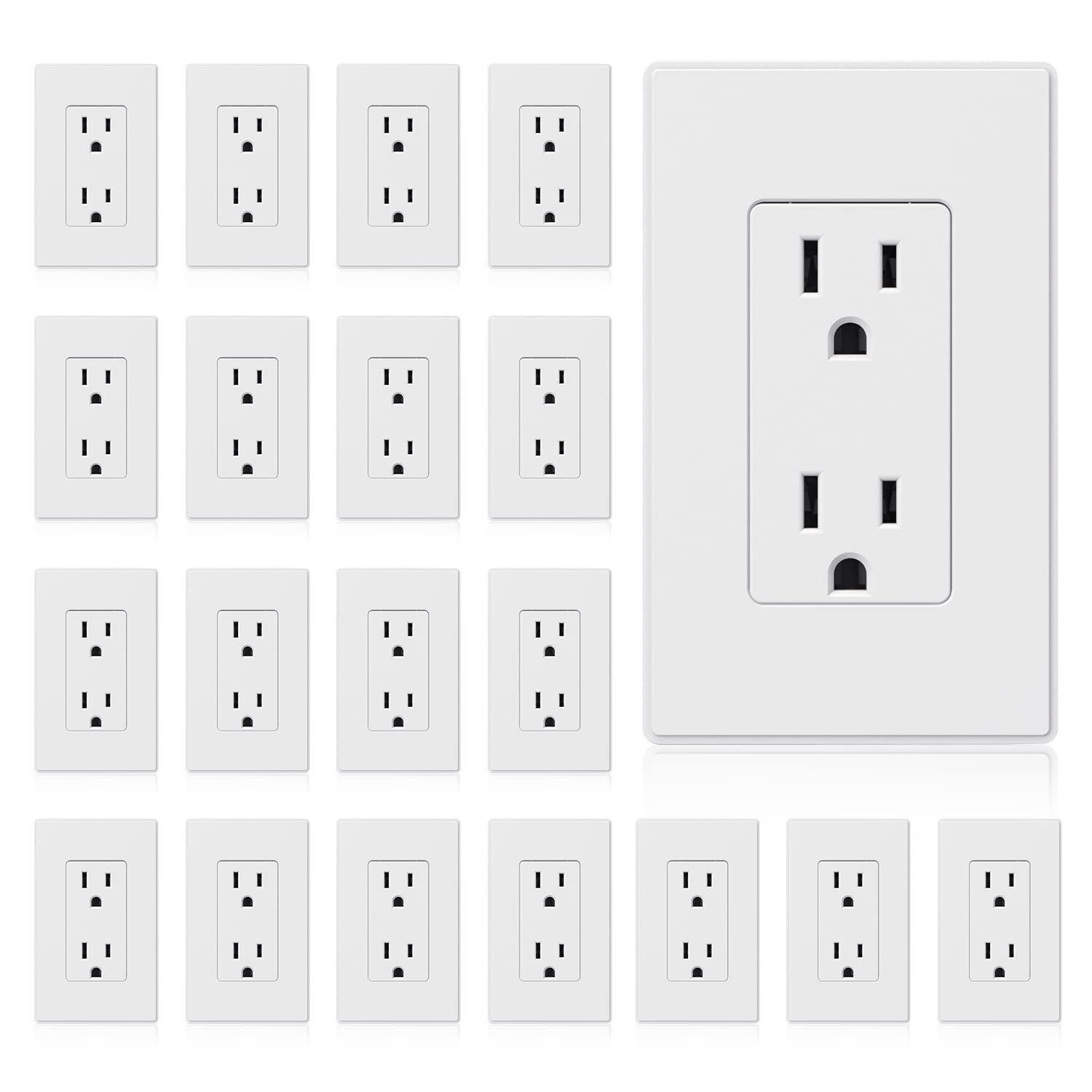 ELEGRP matte white outlet front view shows durable, stylish design for home or office use.