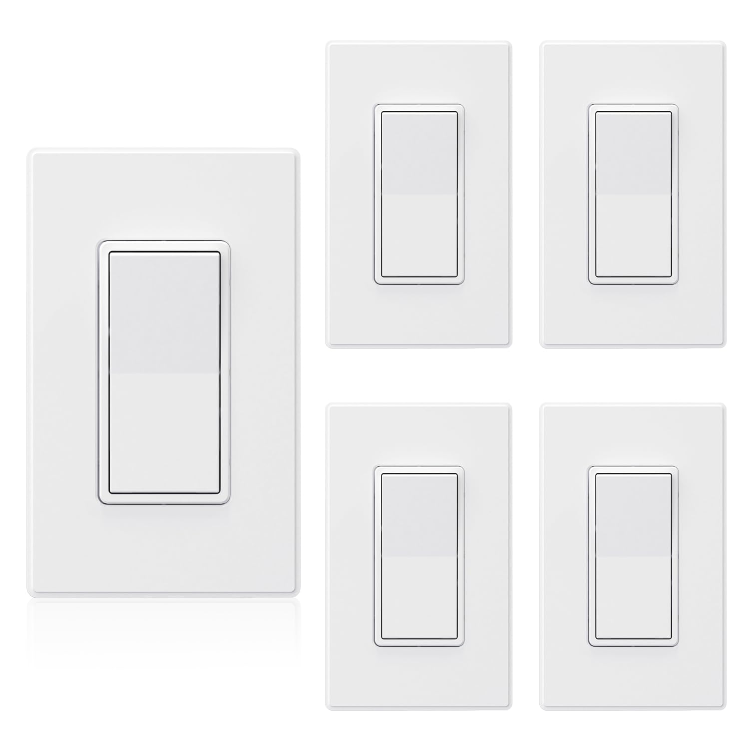 ELEGRP matte white single-pole decor switch front view for a clean, modern room look.