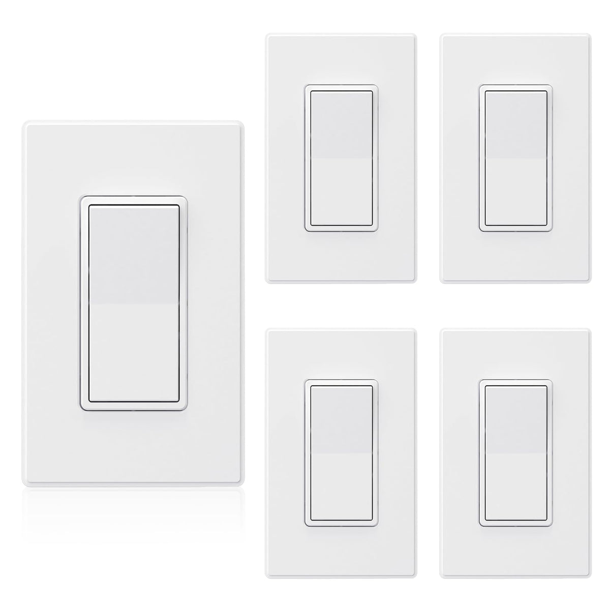 ELEGRP matte white single-pole decor switch front view for a clean, modern room look.