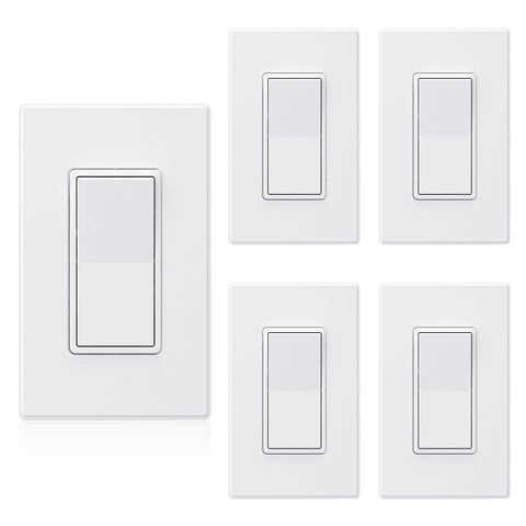 ELEGRP matte white single-pole decor switch front view for a clean, modern room look.