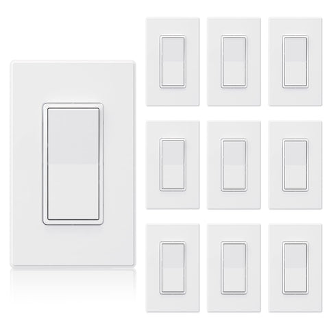 ELEGRP Matte White Single Pole Decorator Switch front view for modern rooms