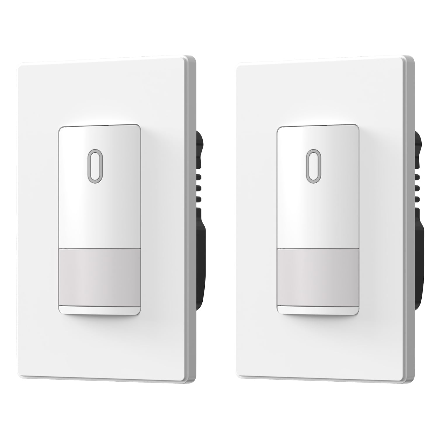 ELEGRP matte white single-pole switch front-view highlights a slim, modern installation.