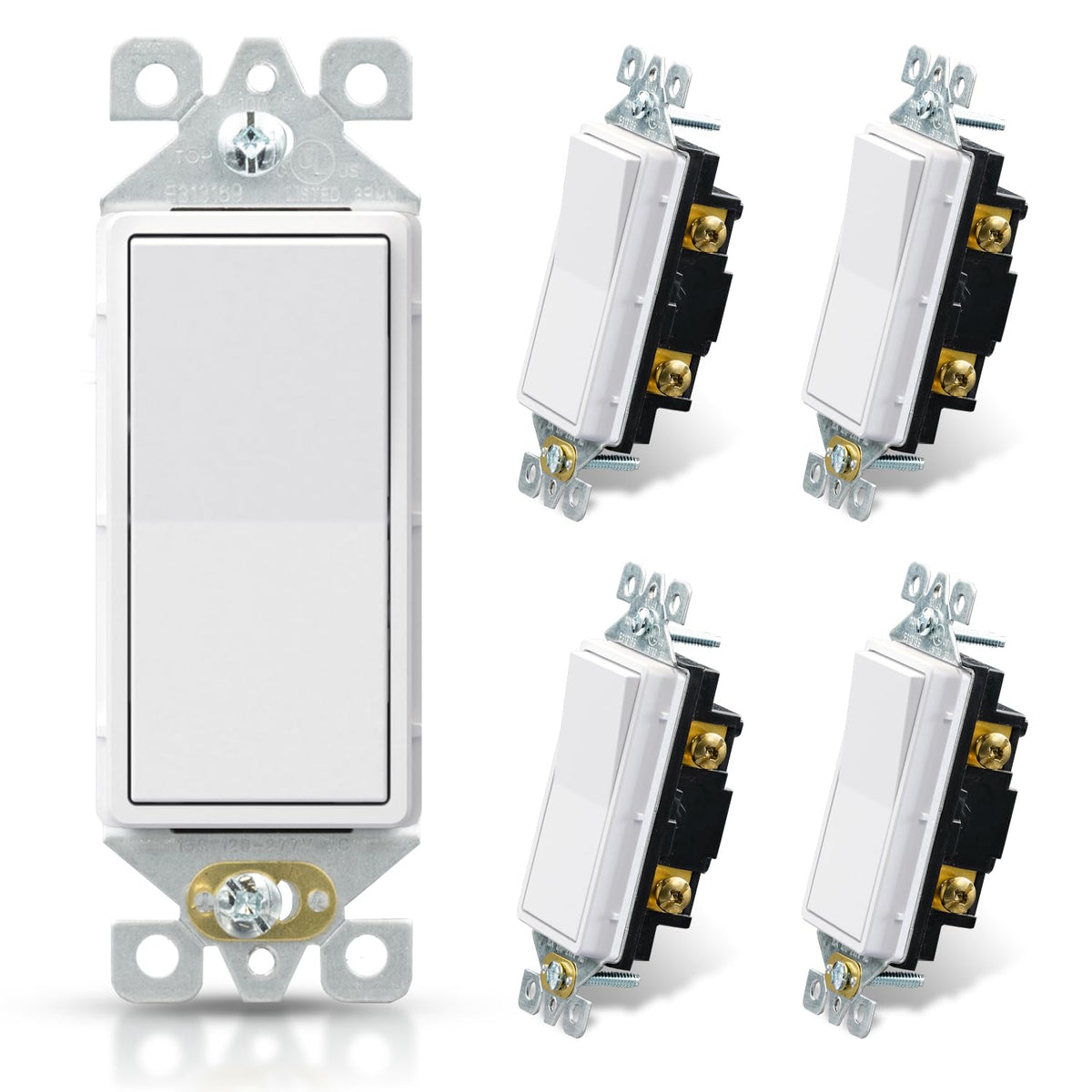 ELEGRP Matte White single pole switch front view shows easy ON/OFF control