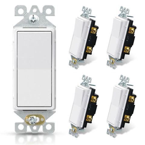 ELEGRP Matte White single pole switch front view shows easy ON/OFF control