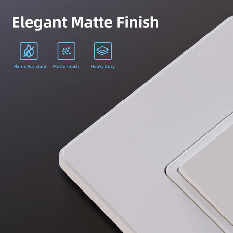ELEGRP matte white switch side wiring close-up shows quick installation options.