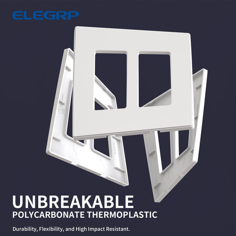ELEGRP mid-size 2-gang faceplate provides a clean, understated look