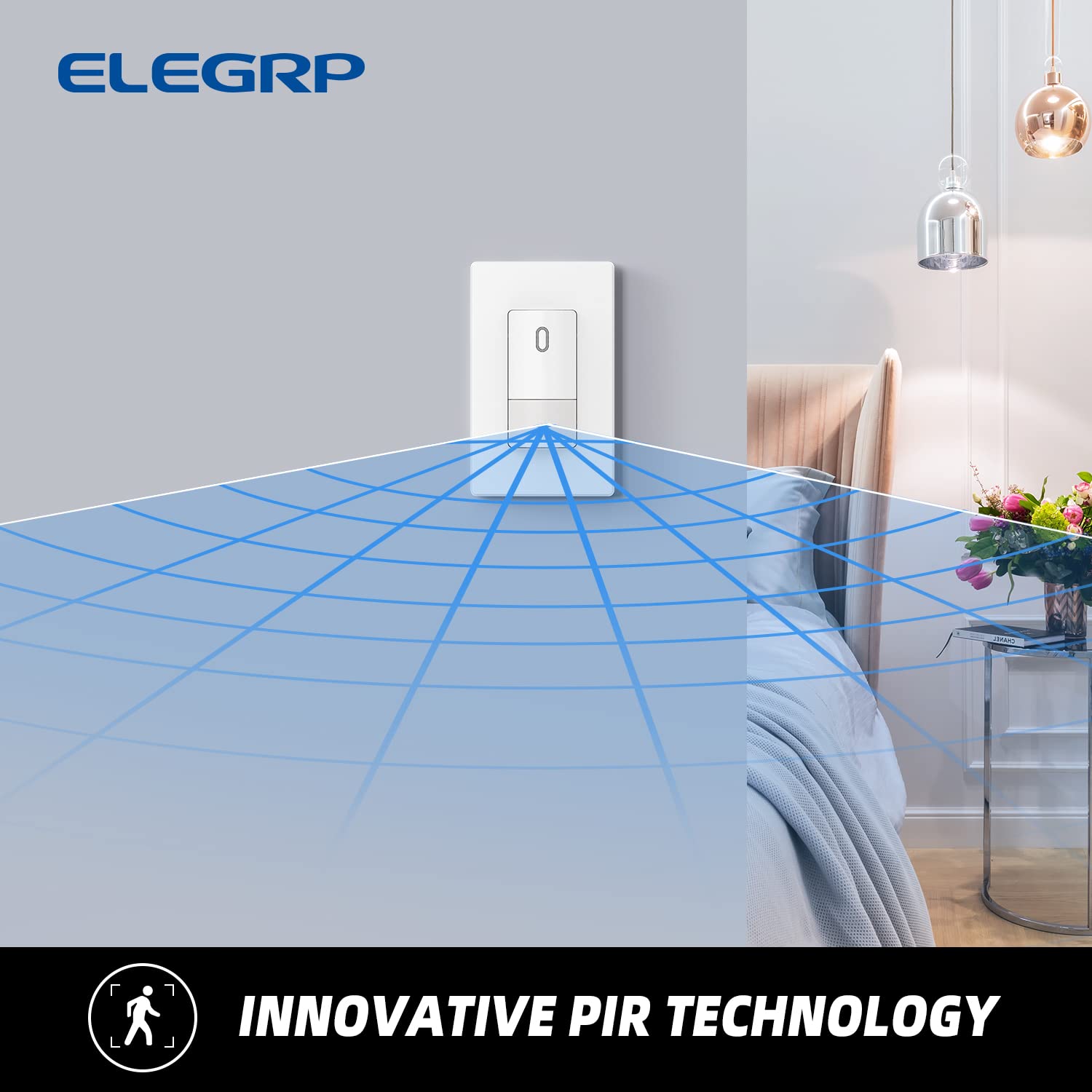 ELEGRP occupancy sensor-120-degree-coverage demonstrates automatic lighting in entryways.