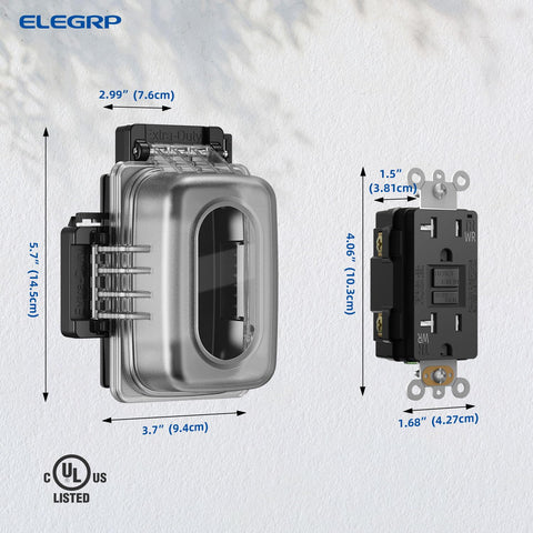 ELEGRP one-gang outdoor GFCI outlet ready for decks, patios, and workshops.