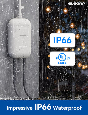 ELEGRP PQR20 dual outlets allow independent control of outdoor devices.