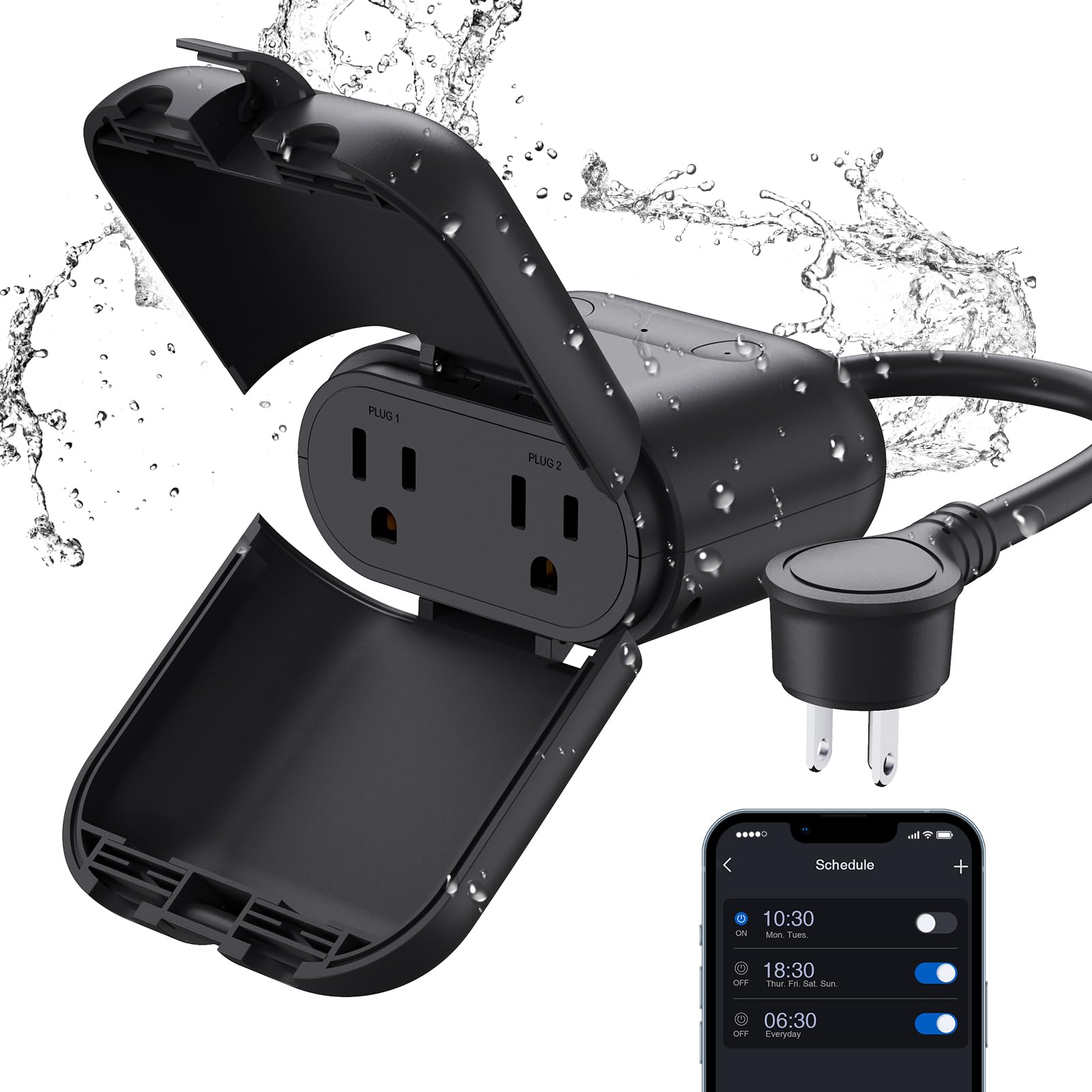 ELEGRP PQR20 outdoor smart plug IP66 with cover for rainy patios