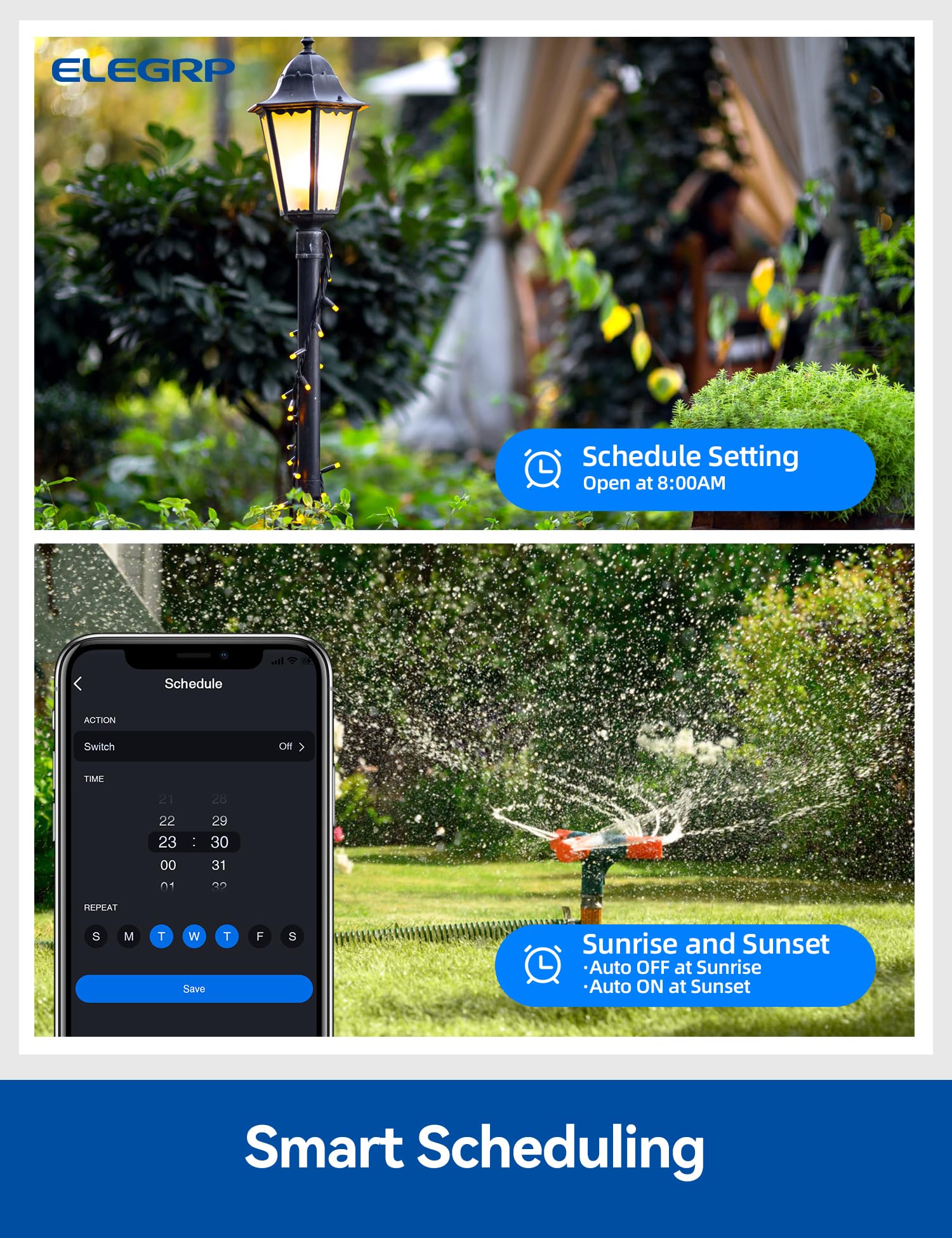 ELEGRP PQR20 weatherproof plug ideal for ponds, fountains, and landscape lighting.