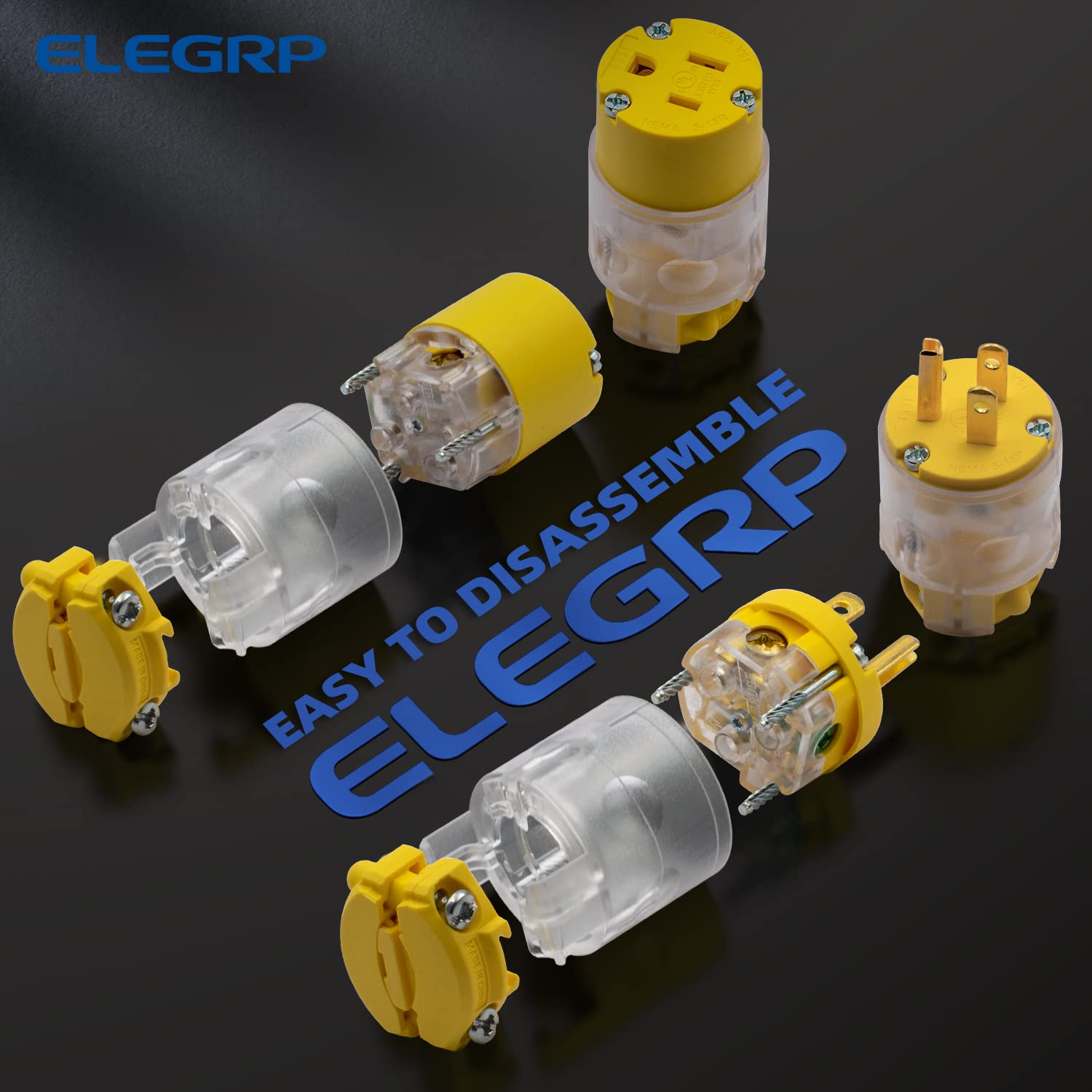 ELEGRP rugged yellow housing with brass contacts for reliable conductivity.