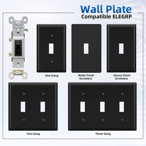 ELEGRP glossy black in-wall installation switch fits standard boxes with minimal space.