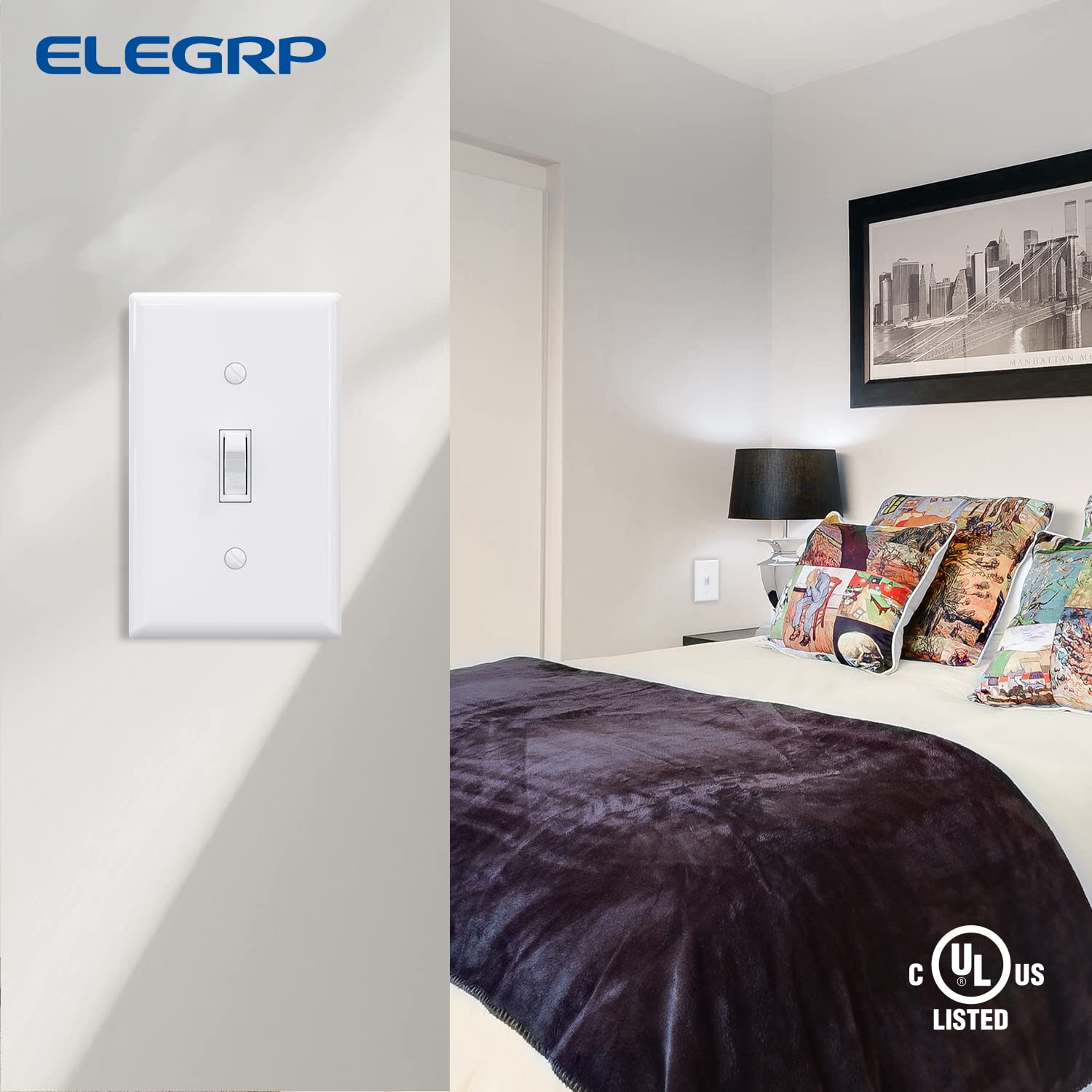 ELEGRP UL-listed, glossy white switch pack suitable for varied settings.