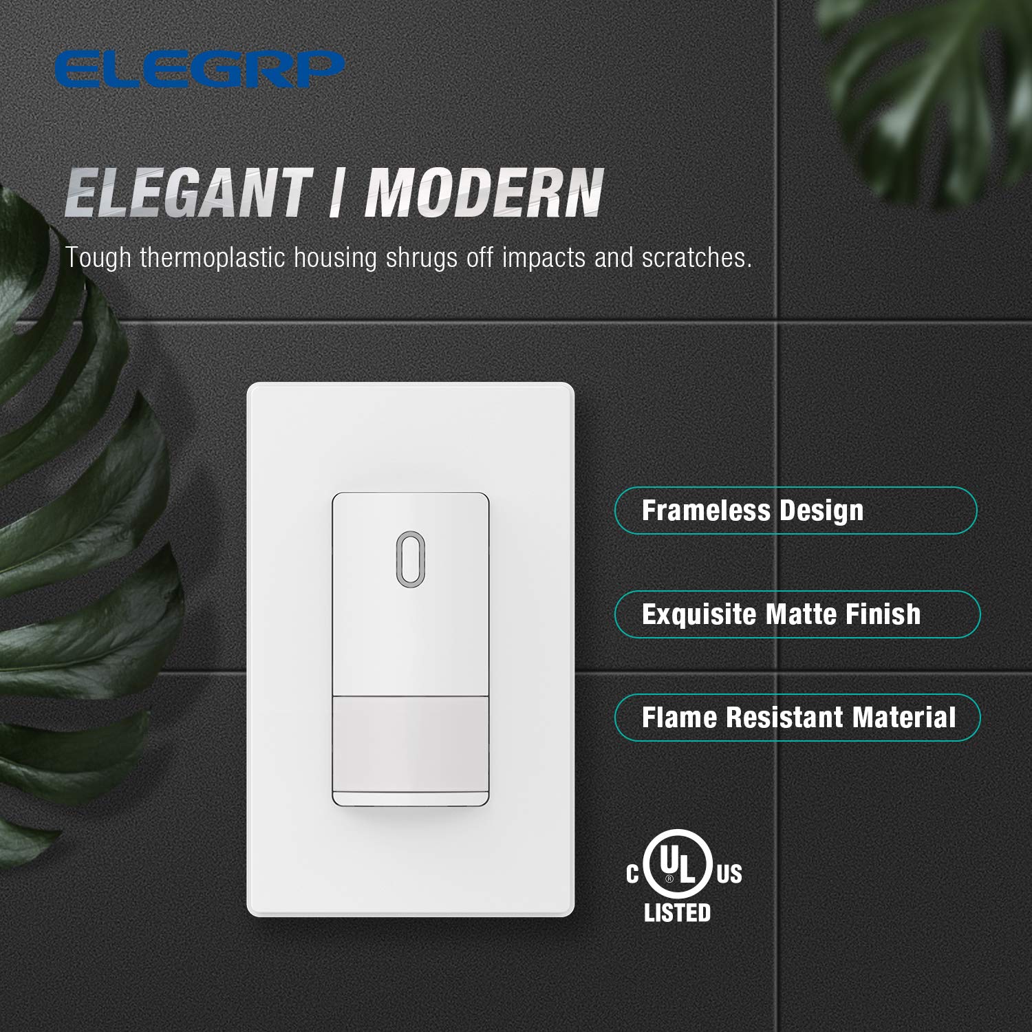 ELEGRP UL-listed label confirms safety compliance across rooms