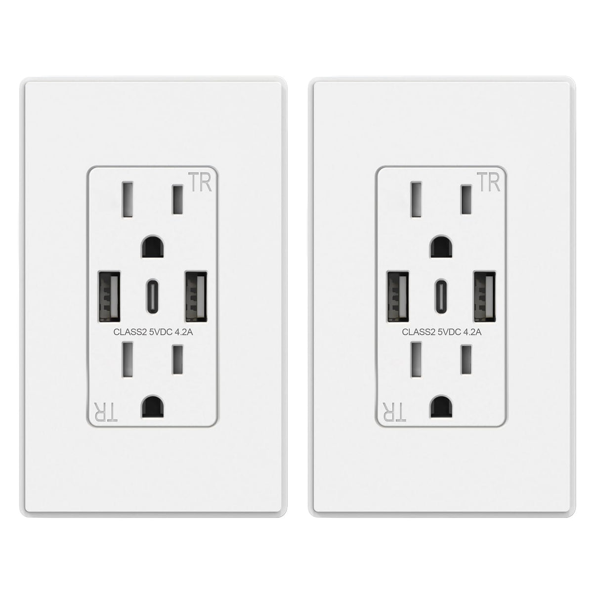 ELEGRP USB C Wall Outlets with 3 Ports – 15 A, Matte White, UL Listed ...