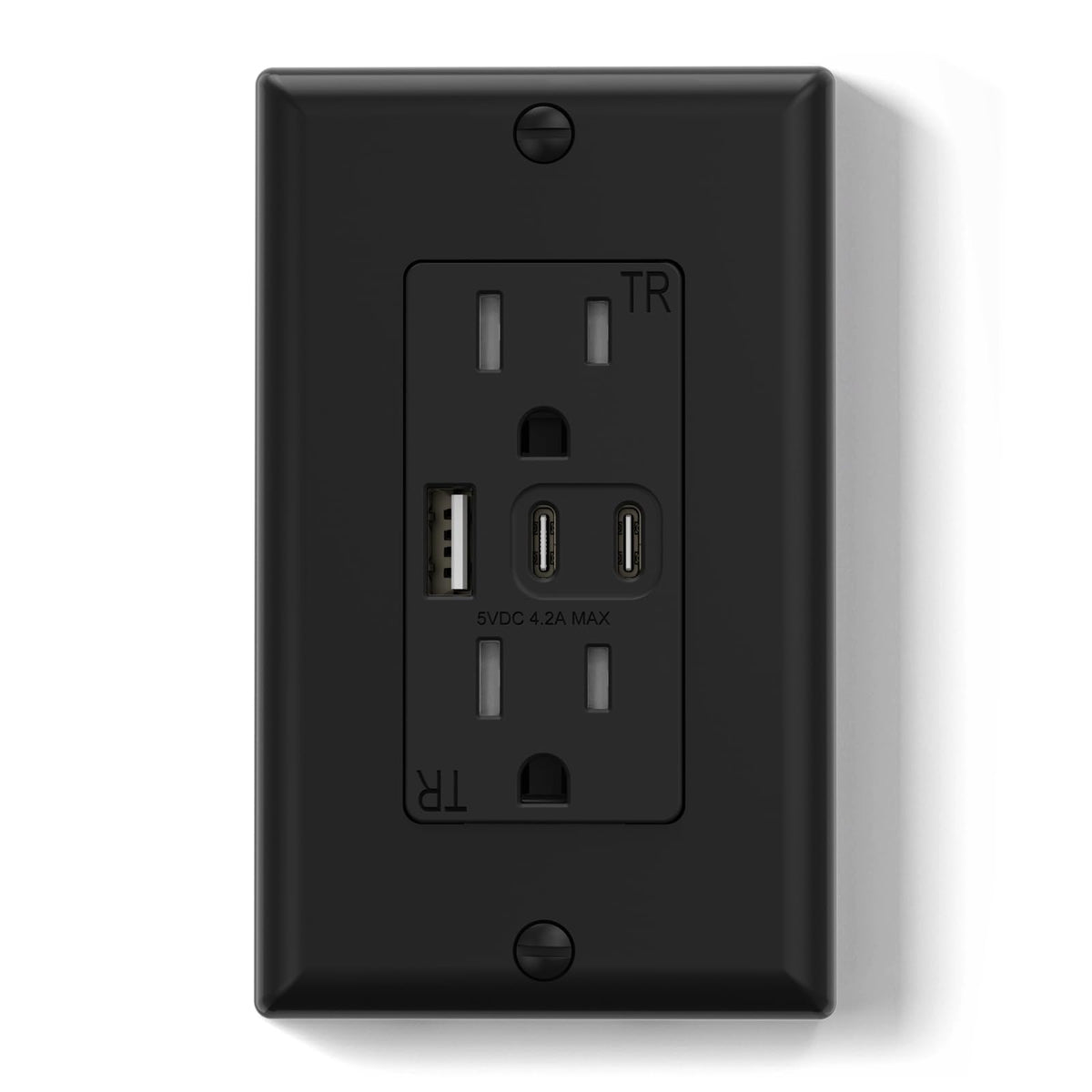 ELEGRP USB outlets front view with three ports for organized home charging.