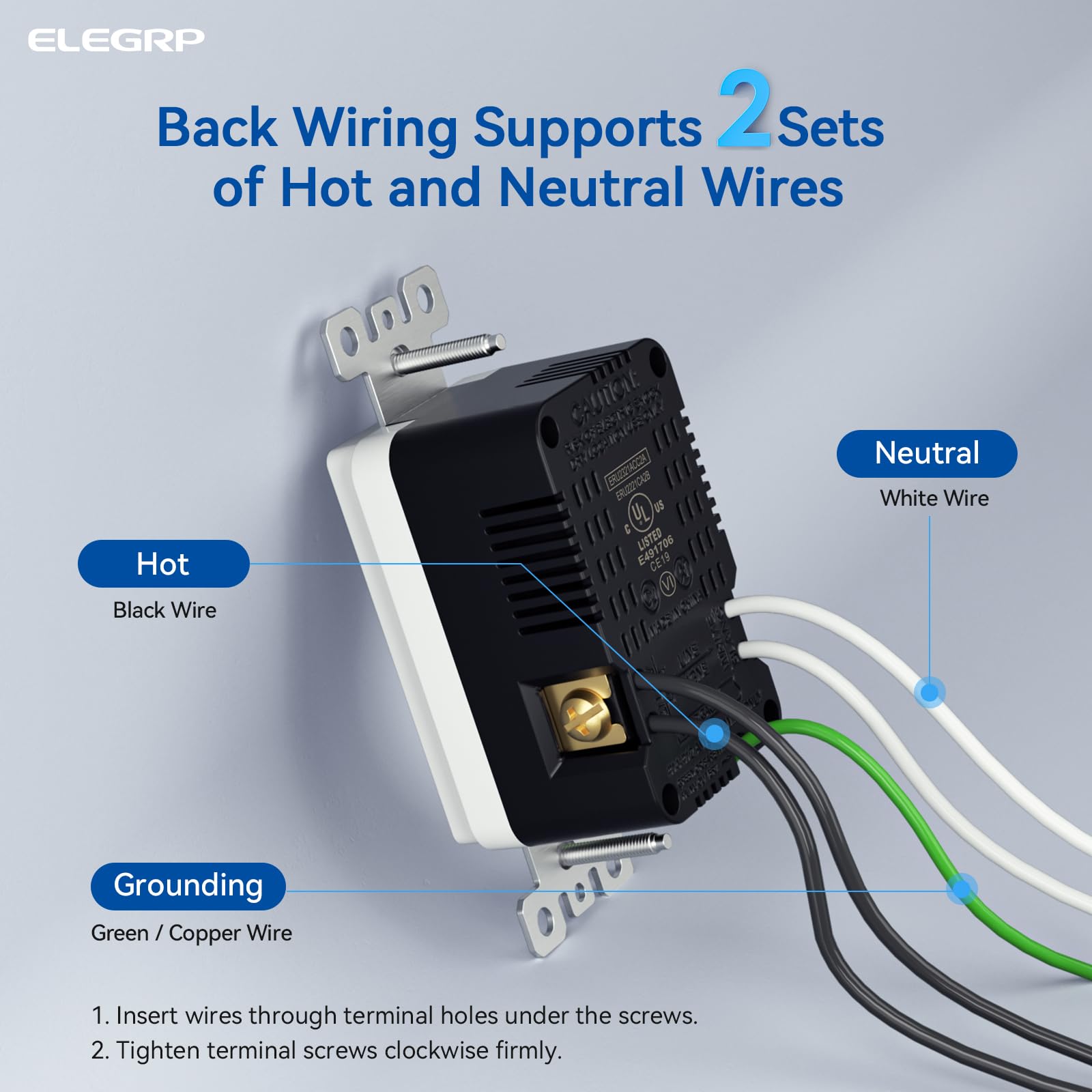 ELEGRP USB Outlets UL/CUL listed for reliable electrical safety
