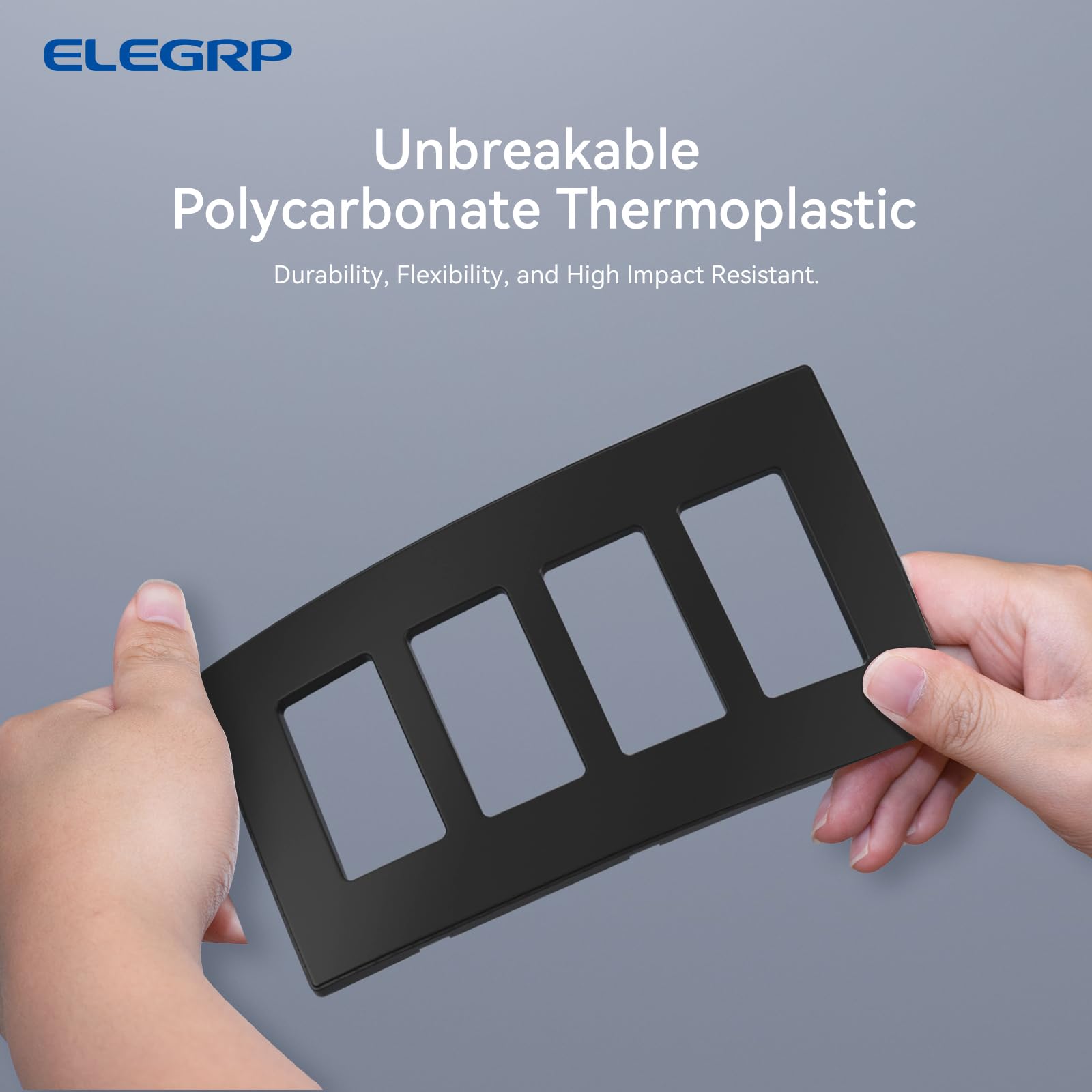ELEGRP wall plate close-up texture shows fingerprint-resistant matte surface.