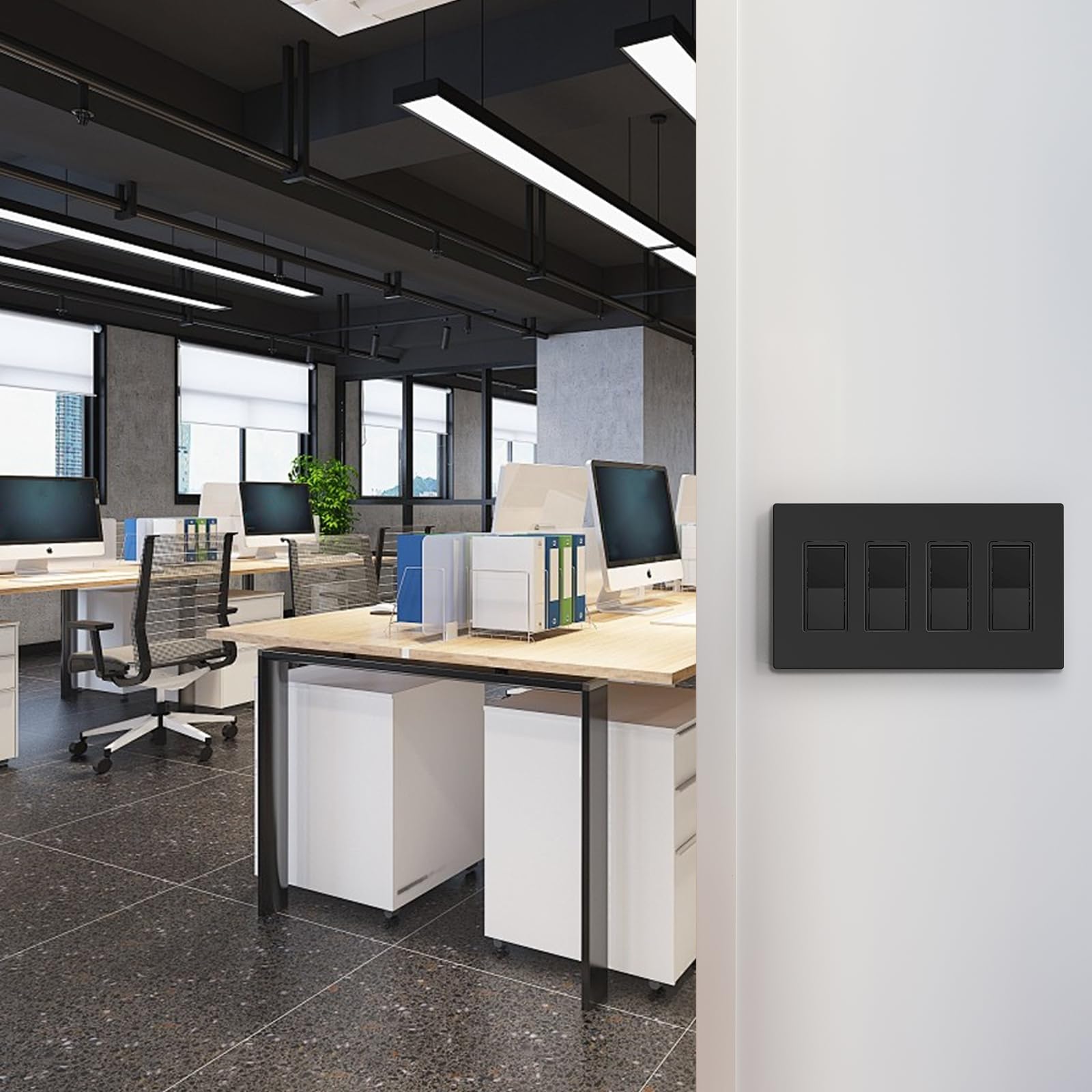 ELEGRP matte black wall plate is compatible with outlets and switches for cohesive decor.