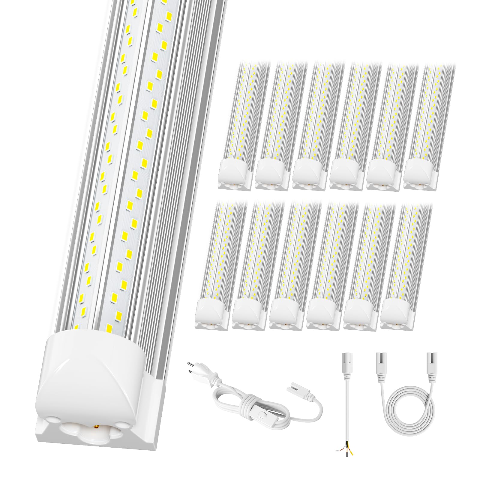 ELEKICO 12-pack LED shop lights installed brighten garage and workshop spaces