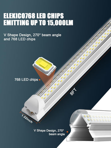 ELEKICO V shape lighting angles maximize coverage in work areas