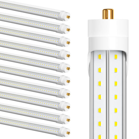 ELEKICO 75W 8ft LED tube with V-shaped chips for wide, bright coverage.
