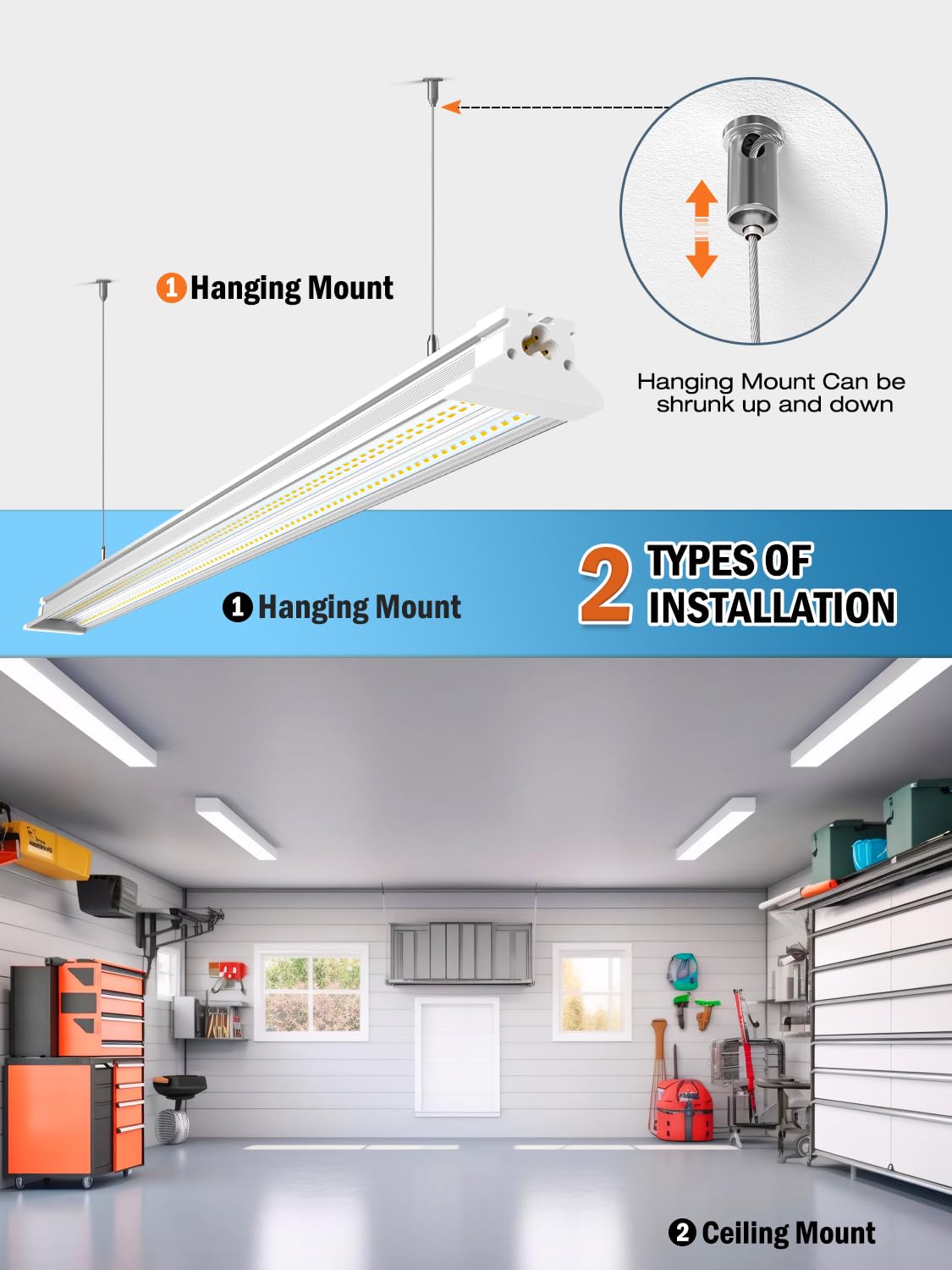 ELEKICO durable 50000h LED shop light for long lasting workshop reliability