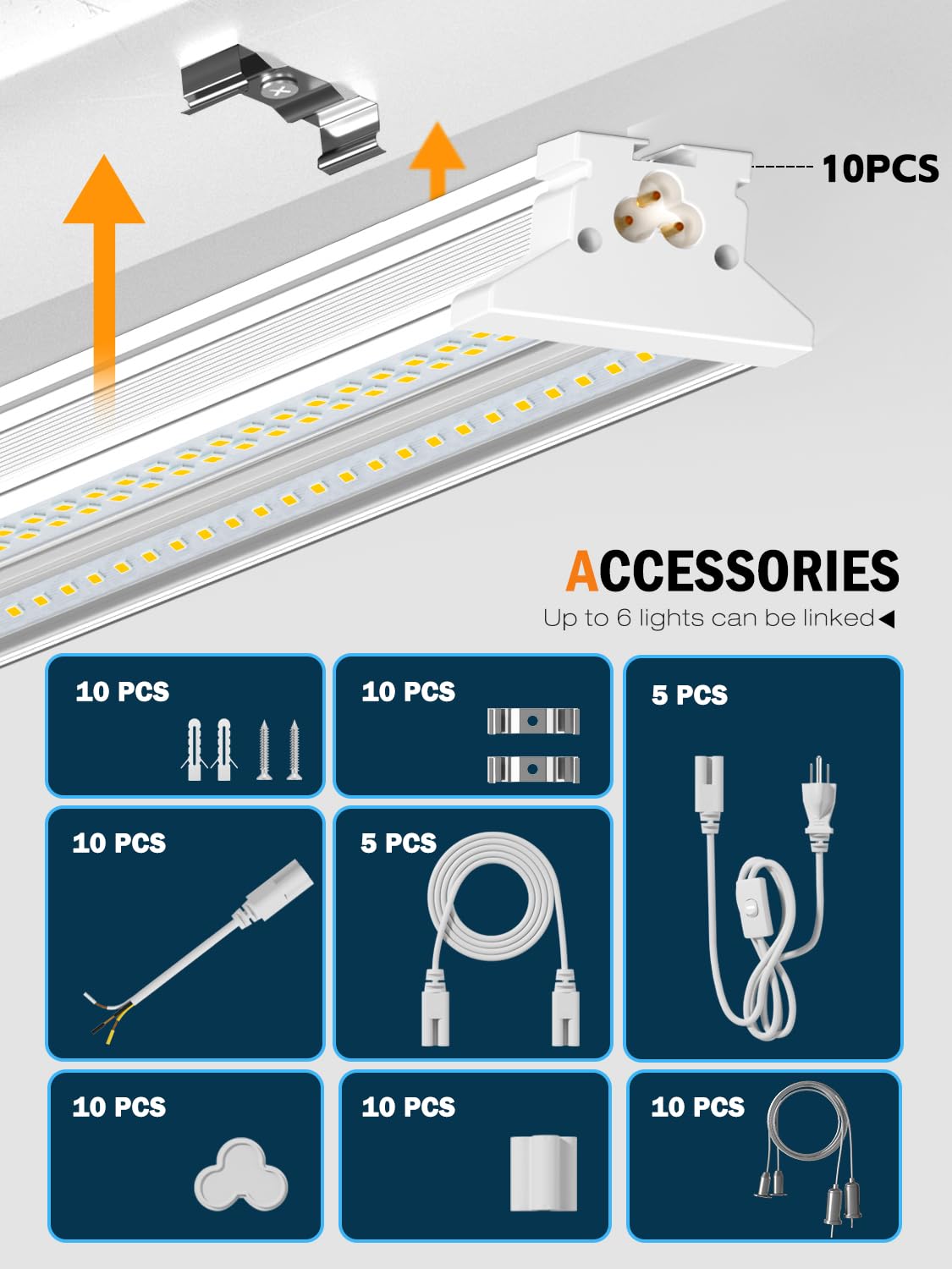 ELEKICO easy install LED shop light with quick mounting and wiring options