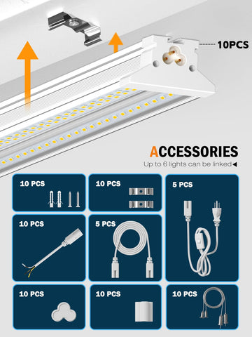 ELEKICO easy install LED shop light with quick mounting and wiring options