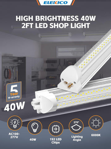 ELEKICO four-pack 24 inch fixtures brighten ceilings and basements with uniform coverage.