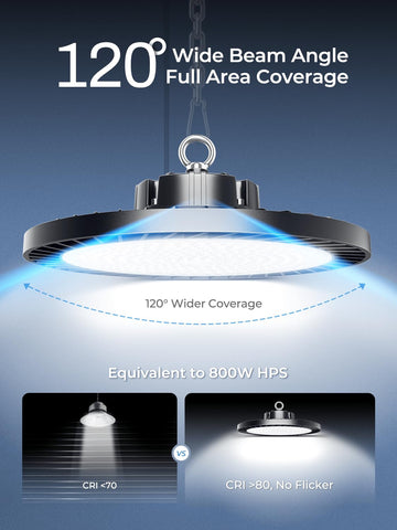 ELEKICO high bay light with 5ft cable hook enables quick ceiling mounting