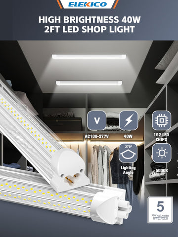 ELEKICO LED shop light assembly connectors showing plug-and-play ease