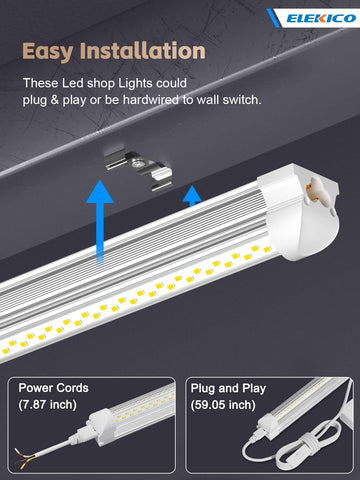 ELEKICO Linkable 8ft shop light connects up to three units for larger spaces
