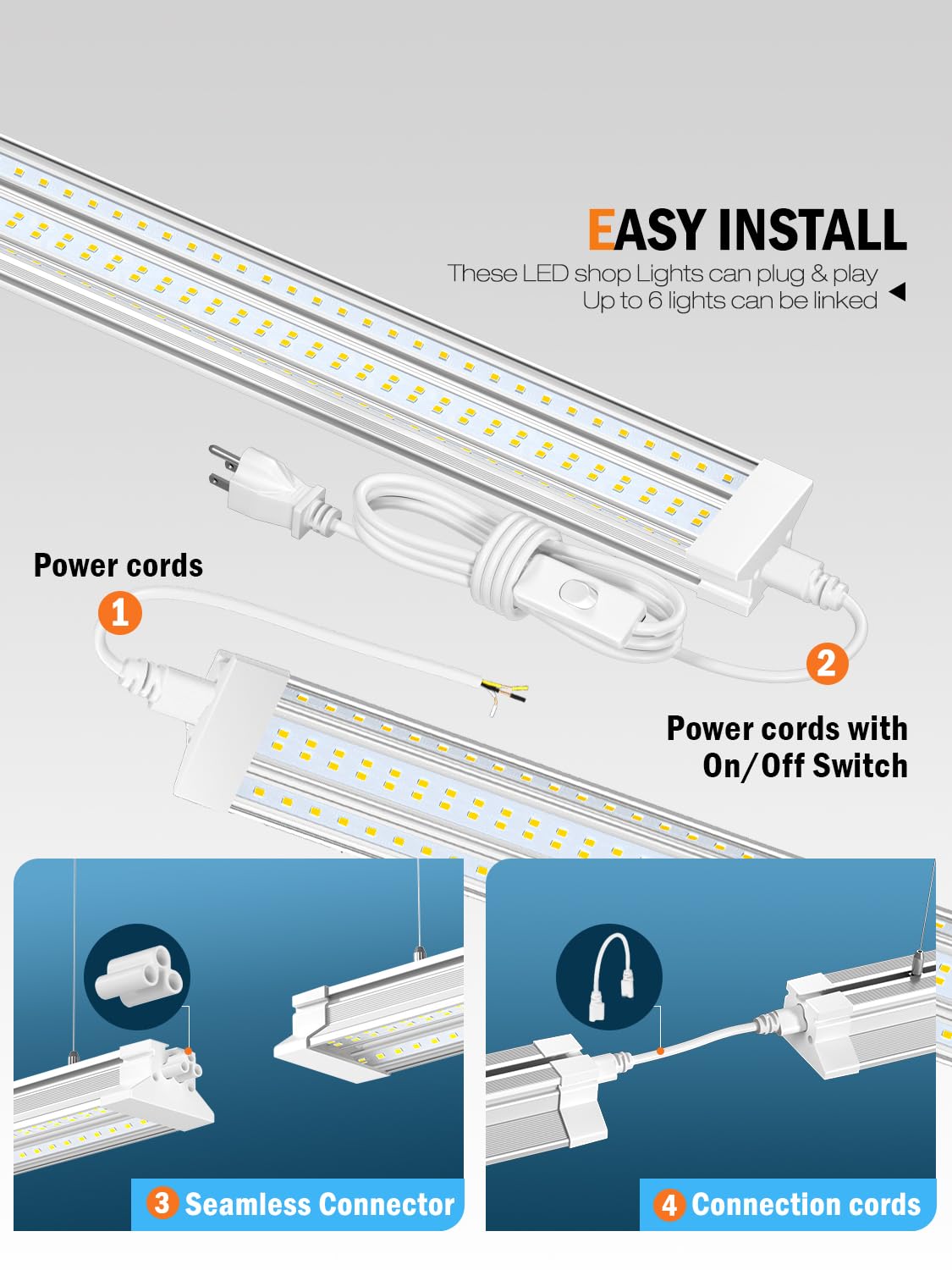 ELEKICO linkable LED shop lights network up to six units for scalable projects
