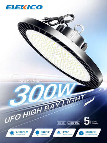 ELEKICO UFO LED high bay light delivers 45000LM for large-space visibility