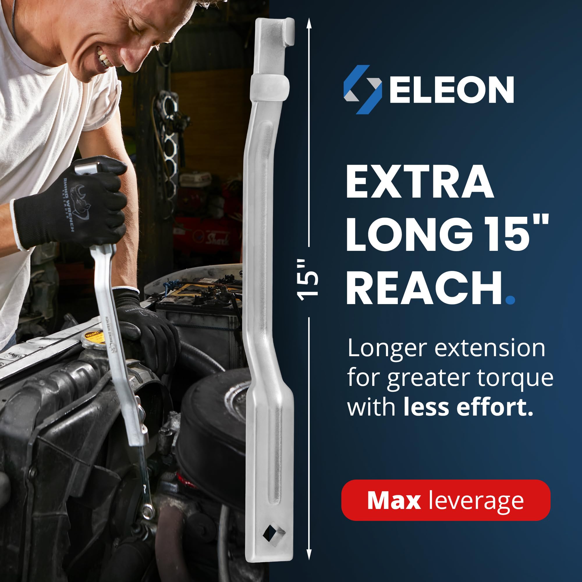 Eleon Rhino Extender with included non-slip gloves enhances safe grip during use.