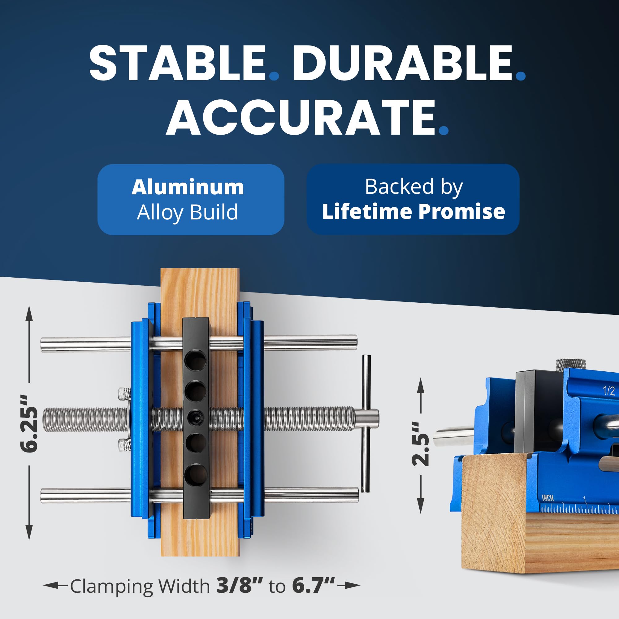 Eleon aluminum alloy construction delivers durability for serious woodworking.