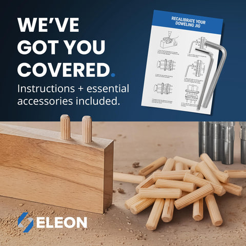 Eleon blue jig showing consistent dowel spacing and repeatable results.