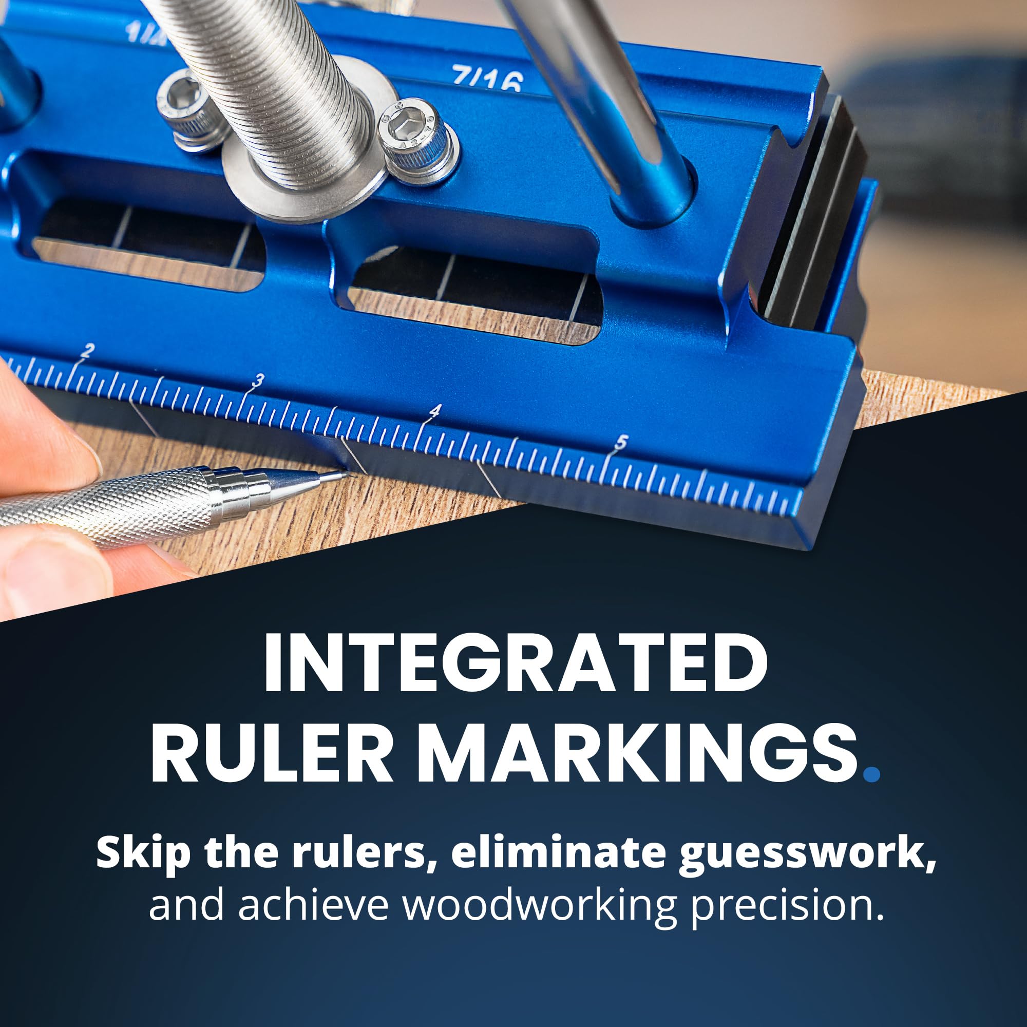 Eleon jig in use on a clamp-ready board showing stable alignment.