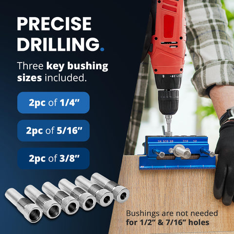 Eleon dowel jig kit setup highlighting self-centering action.