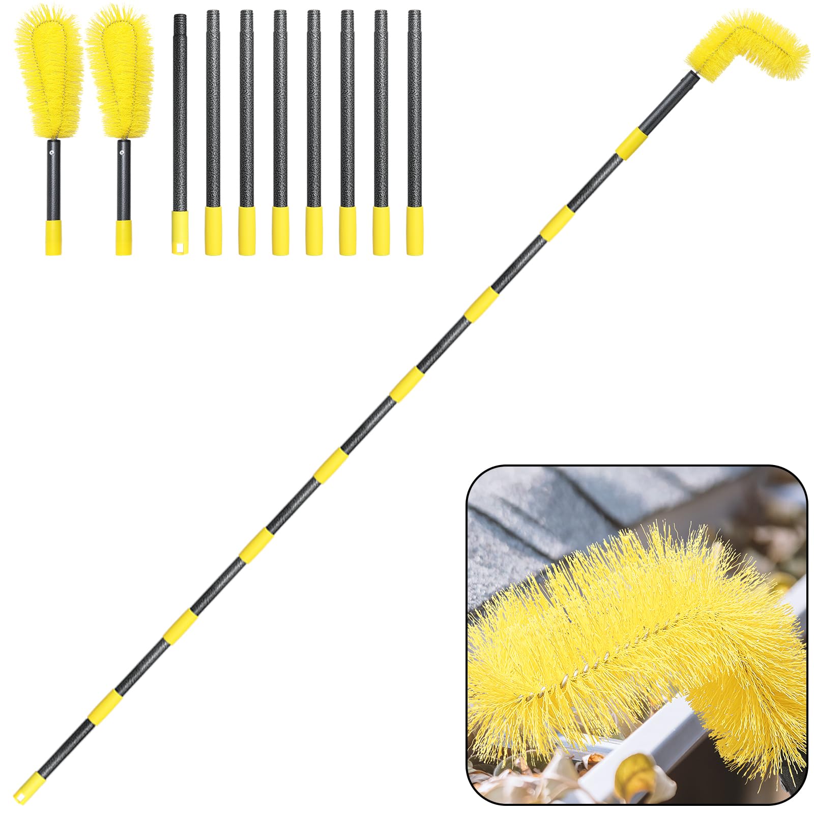 ElephantBird 10ft gutter cleaning brush extends reach for debris-free gutters from the ground