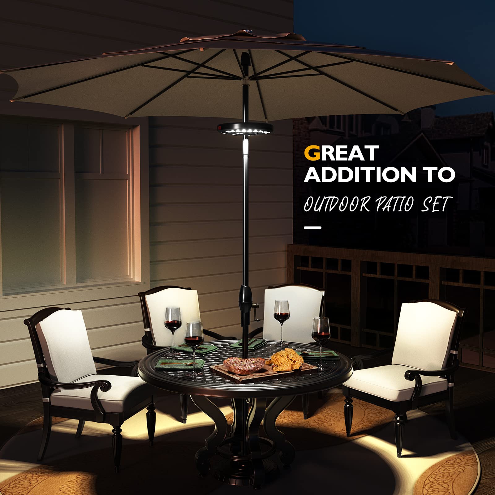 Eletorot outdoor lighting enhances patio, deck, and poolside ambiance.