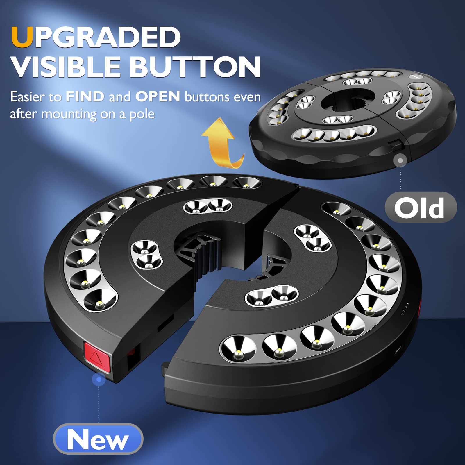 Eletorot umbrella light clamps easily without tools for most pole diameters.