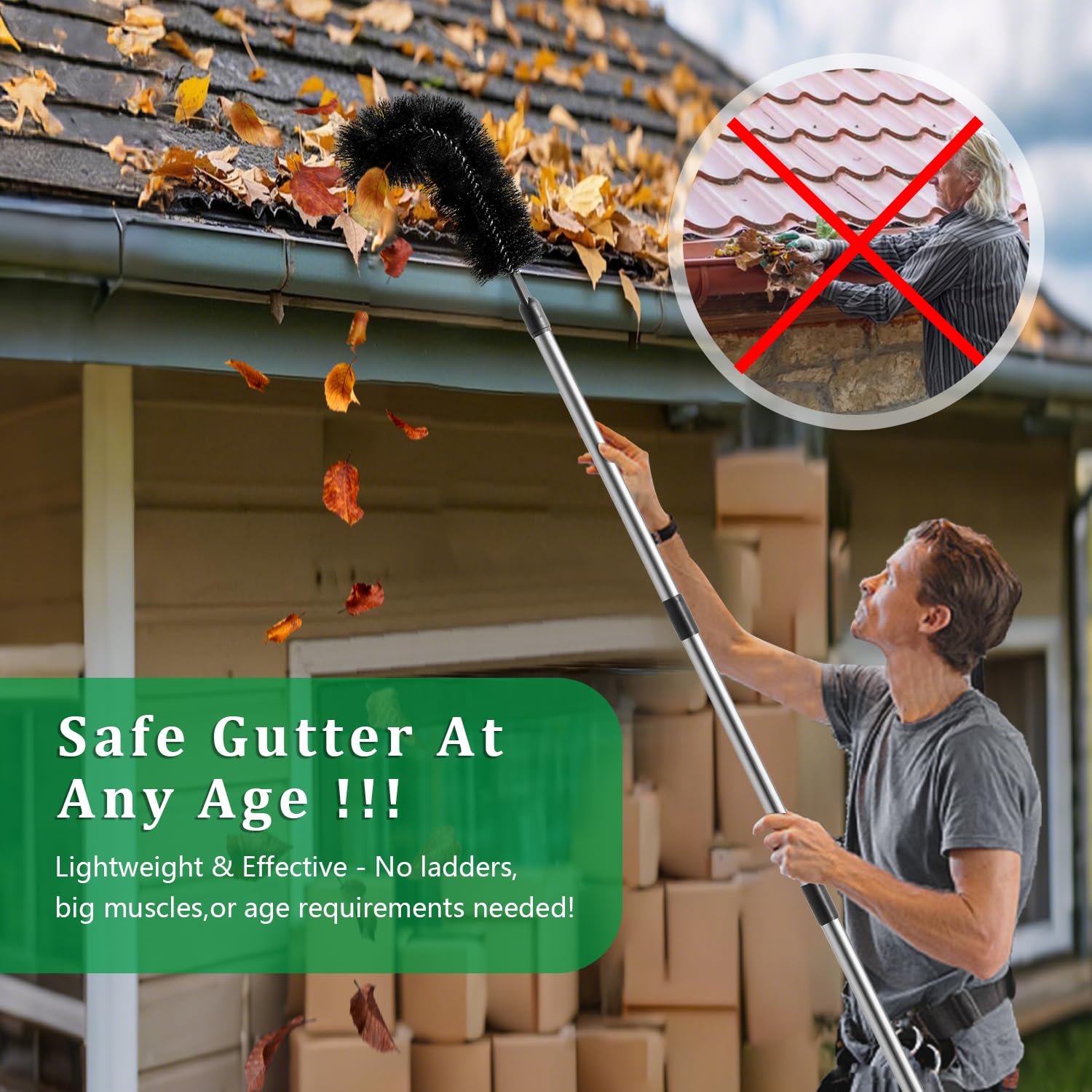 ELFON Gutter cleaner built with durable stainless steel tubes for lasting use.