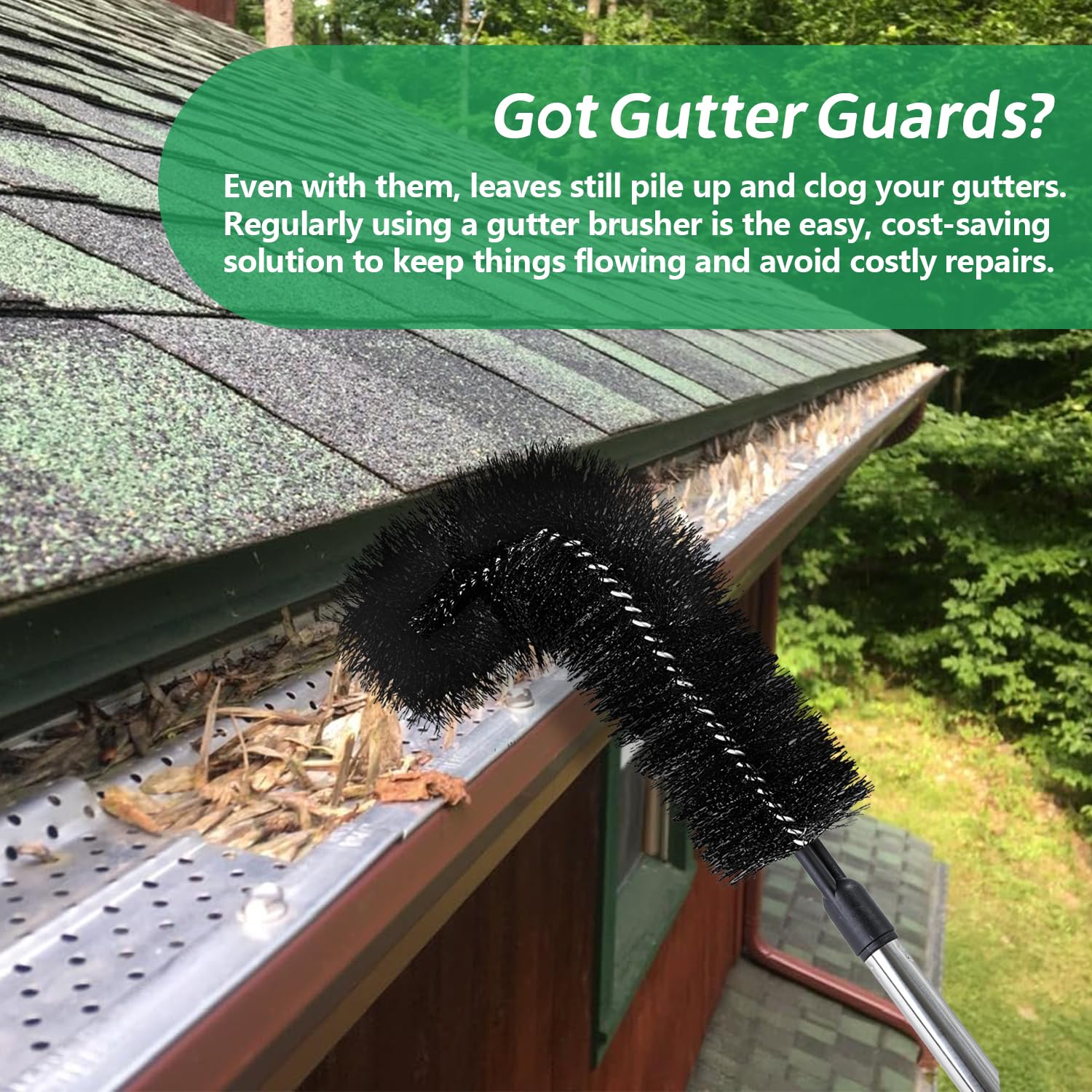 ELFON Gutter Cleaning Tool with dual brush heads for efficient debris removal.