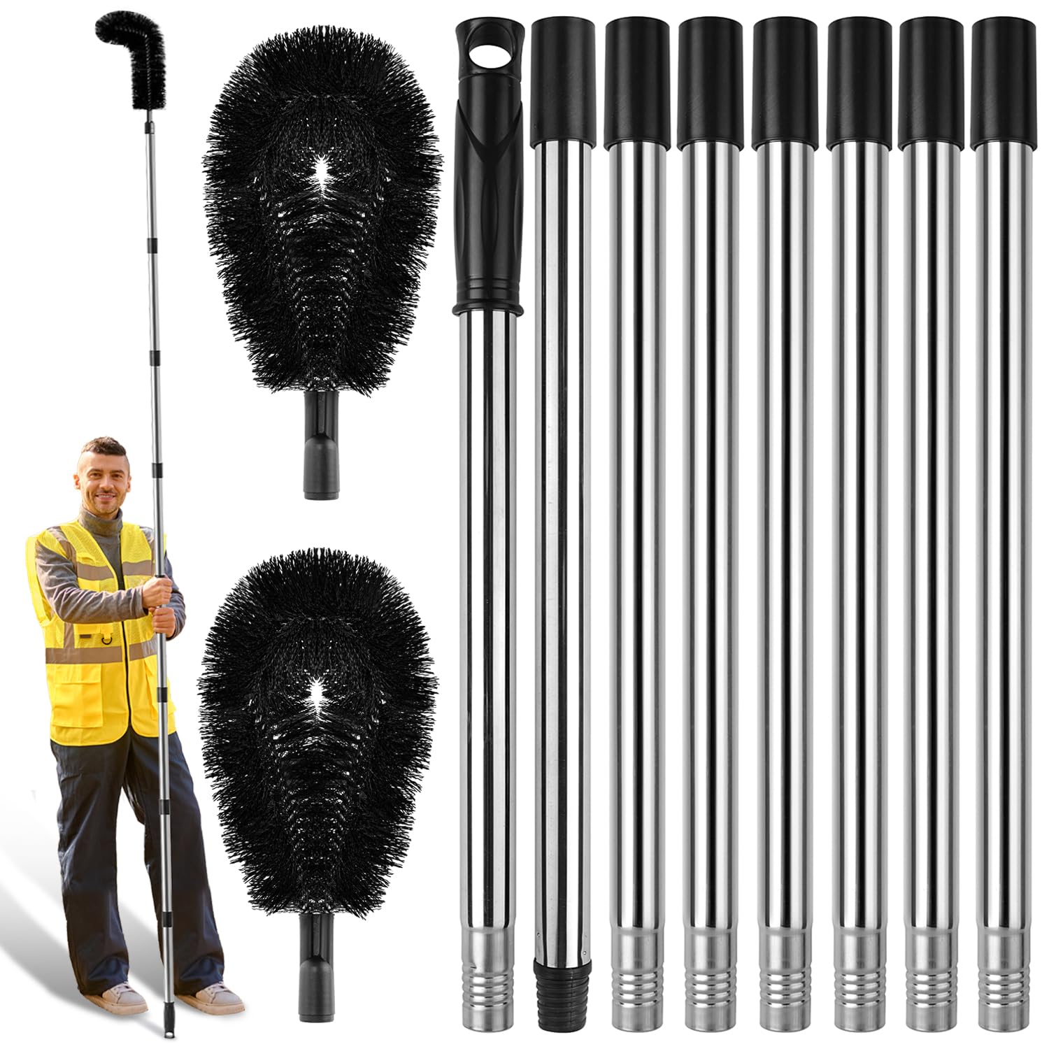 ELFON Gutter Cleaning Tool extendable pole reaches gutters from the ground.